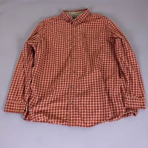 Guide Series Flannel Shirt Men's 3XLT Tall Burnt Orange Plaid Cotton Button Down